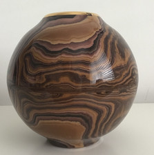 T Bouchet Jersey Limited Edition of 250  Brown/Gilded Agateware 14cm Globe Vase