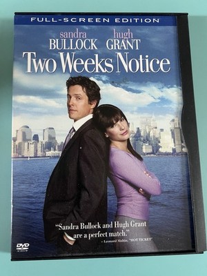 Two Weeks Notice DVD Full-Screen Edition Sandra Bullock Hugh Grant Warner Bros