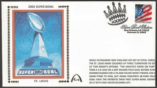 Cachet timbro gateway non firmato Super Bowl 36 XXXVI New England Patriots St Louis