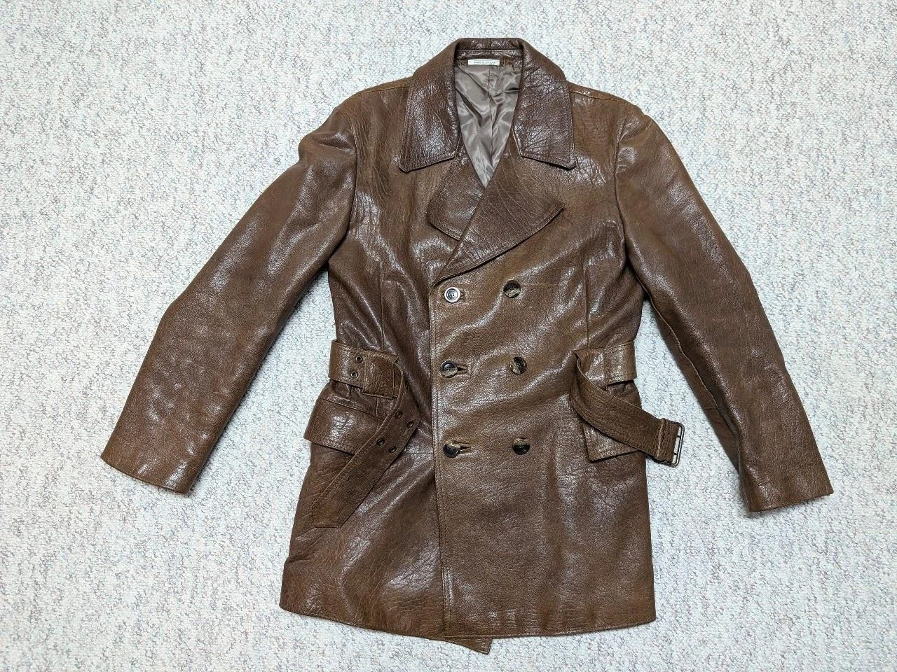 1970s vintage BELTED brown leather 38 trench coat ERICSON overcoat SHERLOCK image 10