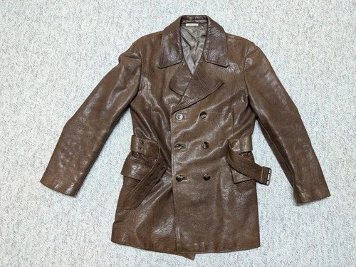 1970s vintage BELTED brown leather 38 trench coat ERICSON overcoat SHERLOCK image 10