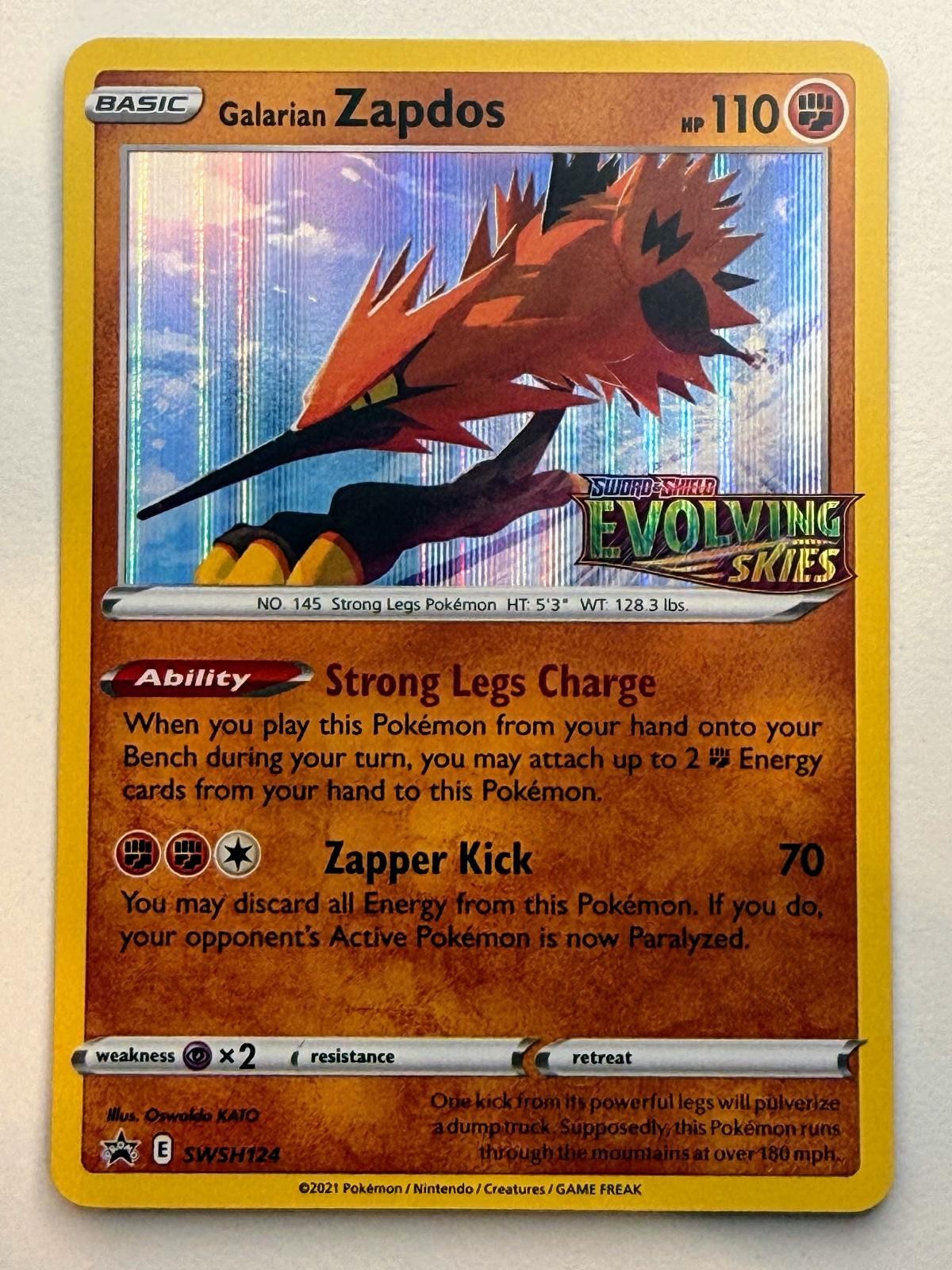 Galarian Zapdos (Prerelease) SWSH124 Holo Promo Sword & Shield Promo Pokemon NM