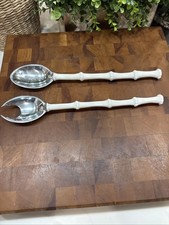 MARIPOSA BAMBOO WHITE SALAD SERVERS Tableware Stainless Steel