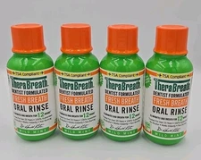 Lot of 4 TheraBreath Fresh Breath Dentist Formulated Oral Rinse Mild Mint 3 Oz