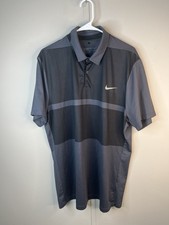 Nike Golf Dri Fit Polo Shirt Mens XL Gray Black Modern Fit Athletic Golf