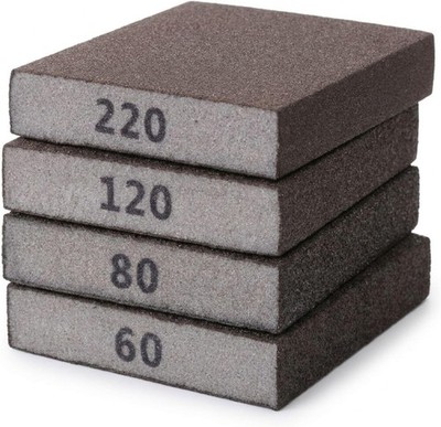 Bates Sanding Sponge Set - 4 Washable Sponges with Varying Grits from 60 to 220