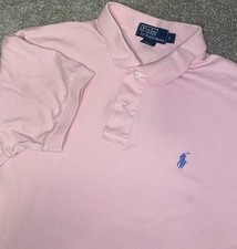 Polo Ralph Lauren Shirt Mens L Pink Short Sleeve Blue Pony Soft Cotton Preppy