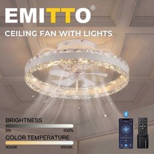 Emitto LED Ceiling Fan Light Dimmable 6 Speed Lamp Living Room with Remote APP