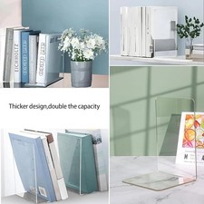 4 Pcs Bookends Clear Bookshelf Book Divider Stopper Heavy Duty Home & Office