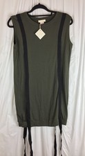 A Shappe Women's Dress Mini Olive Green Sleeveless Tunic Knit Straps Sz S/M New