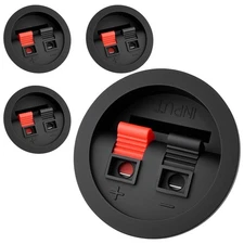 4 Pcs Speaker Box Terminal Cups, 2.2 Inch Round Spring-Loaded Binding Post Wi...