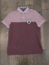 Tommy Hilfiger Mens Golf Polo Shirt Burgundy Heathered Short Sleeve Crest Logo S