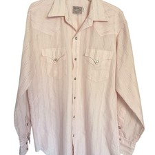 Vintage H Bar C California Ranchwear Mens Long Tail Shirt size 16-34 Pearl Snap