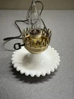 Vintage Milk Glass Table Lamp Ring Base Works Classic Elegant Boho Needs Shine