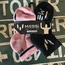 Messi Collection Kids Quarter Socks 6 Pairs Cushioned Cotton Size 7-10