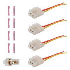 AUTO OCCASION 4Pack Universal Cooling Fan 2 Terminal Pigtail Plug Wire White