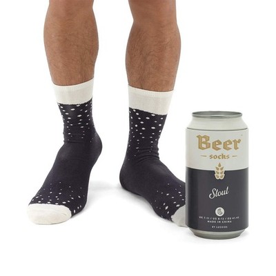 Luckies Beer Socks - Mens Nylon - Sock In Can - 30, Black Stout 