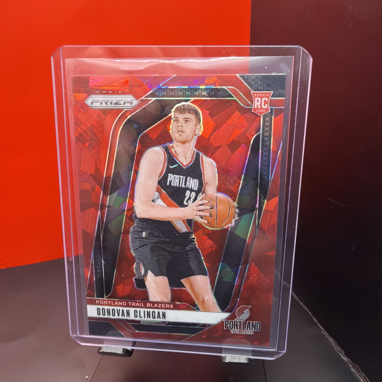 Donovan Clingan Red Ice PRIZM Rookie 2024-25 Panini   #221 Trailblazers (RC)
