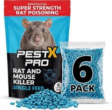 Pest X Pro Predator Rat Poisoning Super Strength - 6 Pack - Powerful Feed