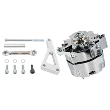 Chrome 120 AMP 1 or 3 Wire V Belt Alternator & LWP Bracket Kit For SBC Chevy 350