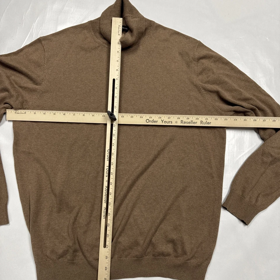 Paul Fredrick Mens Brown silk cashmere turtleneck sweater Size XL - Image 4 of 4