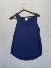 Old Navy Luxe Scoop Neck Tank Top Women Medium Blue Rayon Sleeveless Relaxed Fit