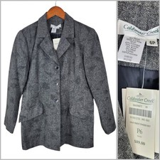 NEW Coldwater Creek Size 6 Petite Floral Leaf Tweed Jacket Blazer Wool Blend