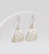 Sterling Silver Swirl Earrings Earrings Dangle Drop 1 1/8" x 1/2" inch