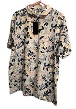 Bad Birdie Savannah Swing Short Sleeve Core Polo Mens Sz XL Abstract Floral NWT