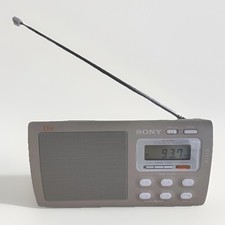 Sony ICF-M410V Portable 4-Band Clock Radio TV Weather FM/AM Tested Works Great