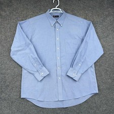 Chaps Oxford Button Down Shirt Mens 17.5 34/35 Blue Long Sleeve Classic Fit