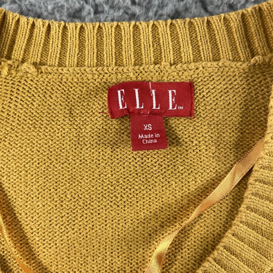 CÁRDIGAN ELLE AMBER DORADO ENCOGIMIENTO DE HOMBROS PARA MUJER XS BOTÓN ALGODÓN ACRÍLICO MEZCLA TEJIDO TOP Foto 2 de 4