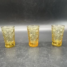 VTG Set Of 3 Anchor Hocking Lido Amber Honey 3 3/4” Tall Juice Glasses