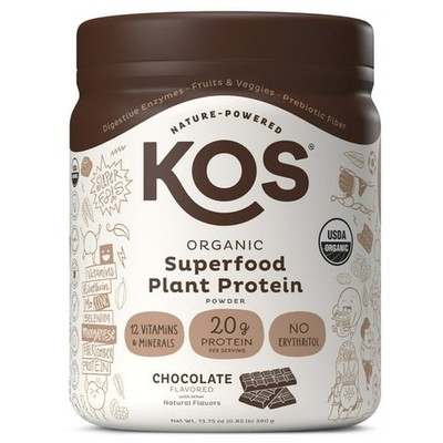 KOS Organic Plant Based Protein Powder Chocolate 20g Protein 10 Servings 13.75oz