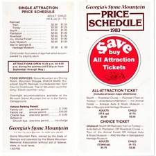 Vintage Georgia's Stone Mountain Price Schedule Fold Out Travel Brochure TF4-B4