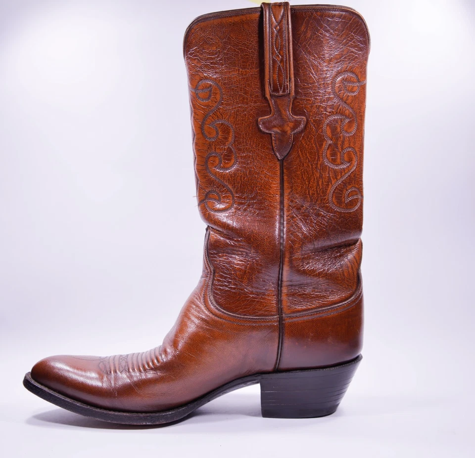 LUCCHESE BOOTS LEATHER BROWN MEN'SIZE- BOTTES LUCCHESE CUIR MARRON HOMME - Photo 2/4