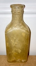 Ornate Antique Glass Medicine Bottle Apothecary - 4 1/4 inches tall