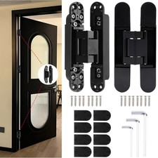 2-Pack 6'' Black Hidden Door Hinges Heavy Duty Zinc Alloy Hinges Concealed Hinge