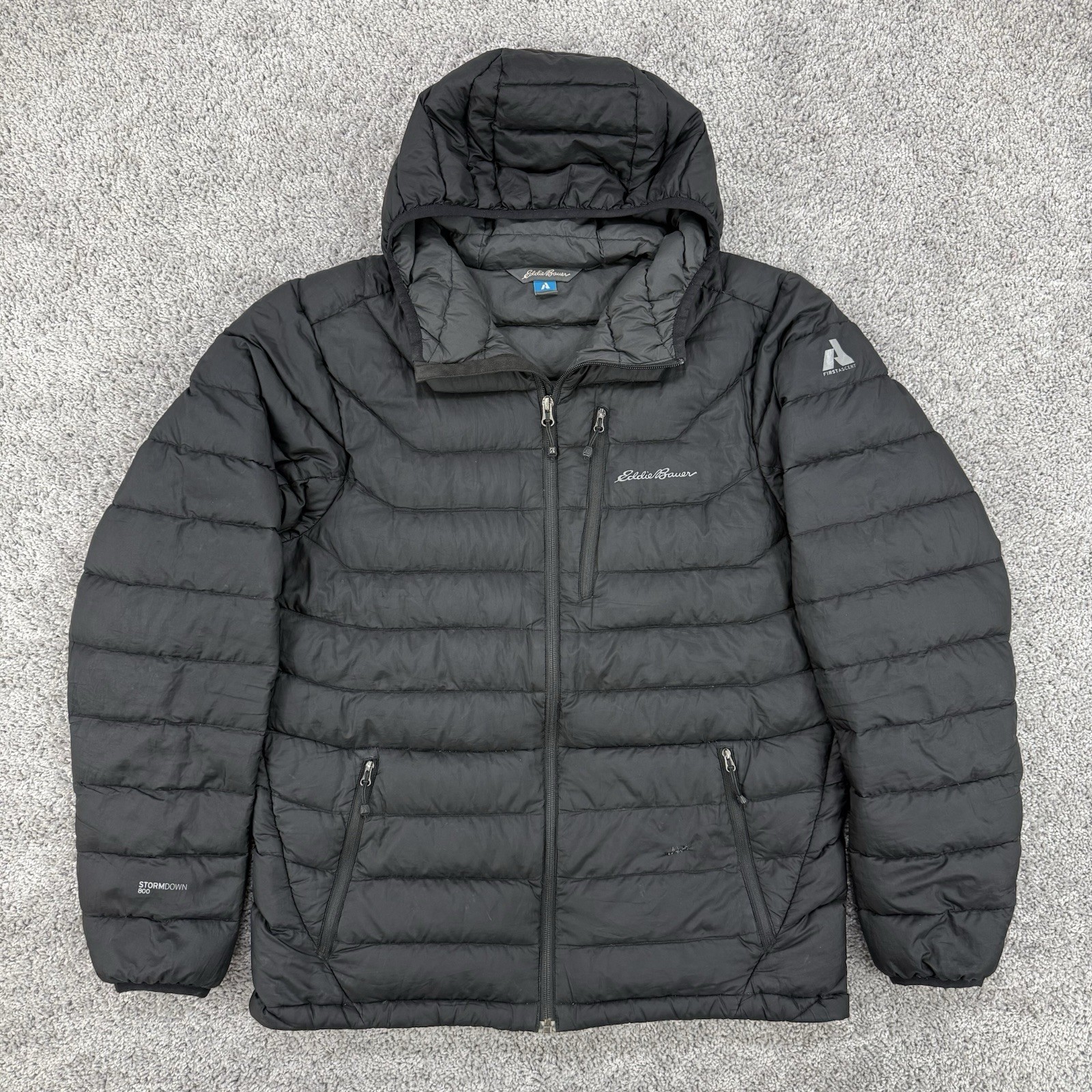 Mens M Black Hooded Full Zip Goose