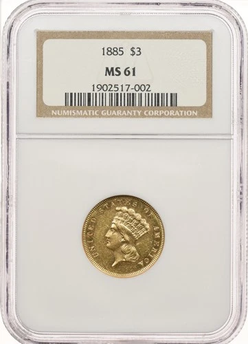 1885-P Three Dollar Gold — photo from the most recent tracked eBay sale