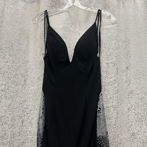 Jovani Evening Dress 06566 Black With The Rhinestones Size 6 Open Back - Picture 2 of 10