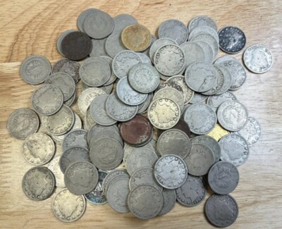 100 Count V-Nickel Liberty Lot Coin Bag Random Full Dates (1900-1912 Mainly) *V3