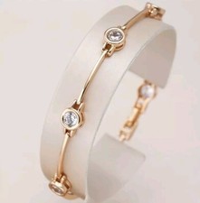 Luxus Armband 585er Rolled Roségold Walzgold mit Zirkonia Kristallen 17+2 cm