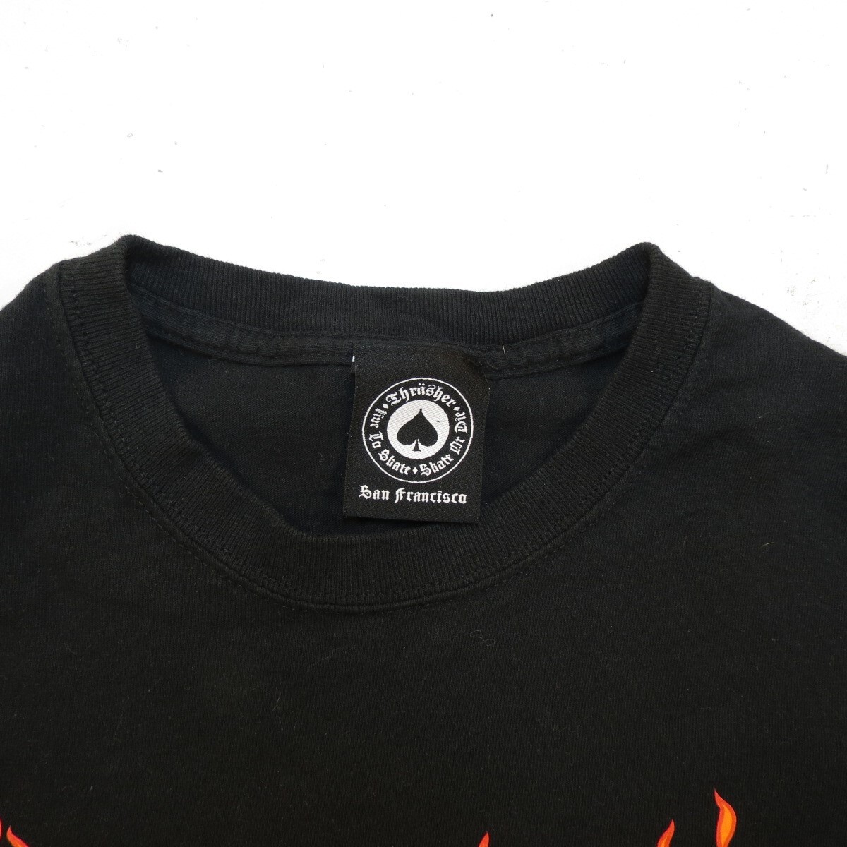 rock san専用 THRASHER MAGAZINE SAN FRANCISCO FLAMED SKATE SKATING TEE T SHIRT