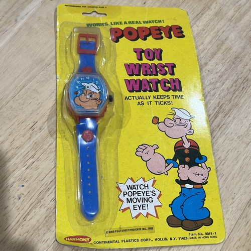 Moving Eyes Popeye Watch Vintage 1980 Harmony KFS Toy Wrist Box Rare Character - Picture 1 of 3