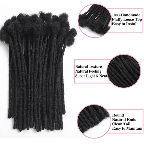 100% Human Hair Dreadlocks Extension 0.8cm Width 10 Inch 20 Strands Natural - Picture 4 of 6