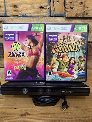 Microsoft Xbox 360 Kinect Motion Sensor Bar Mo 1414 / 2 Games Adventures Zumba