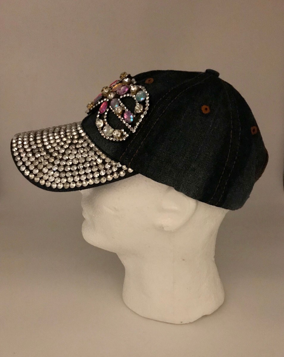 Women’s Rhinestone Bling LOVE Light Jean Jeans Hat Cap NEW Adjustable Strap LKXHarleya Women Bling Rhinestones Baseball Cap Heart Shape  main image 2