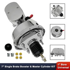 7 Chrome Single Power Brake Booster W Smooth Top Master Cylinder 38 4 Ports