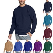 Men's Casual Fashion Comfortable Solid Color Round Neck Pullover Sweatshirt